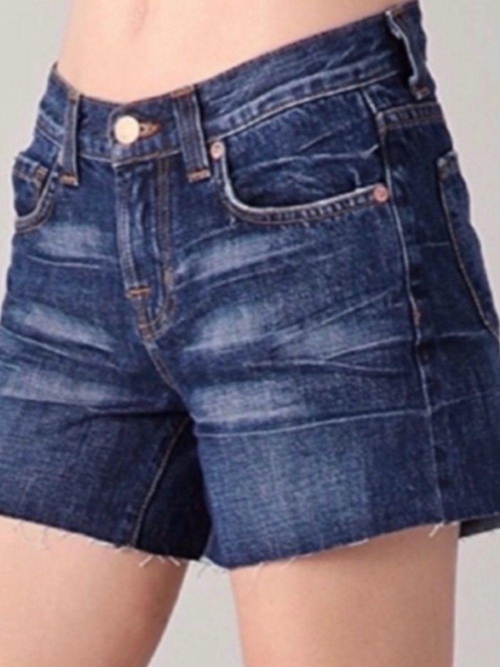 J Brand Gwen Raw Hem Cutoff Denim Shorts Size 28 Dark Wash Mid Rise